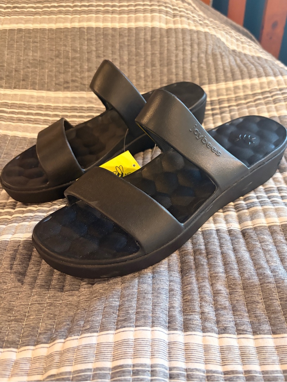 NWT Joybees Women’s Size 11 Black Double Band Slide Sandals